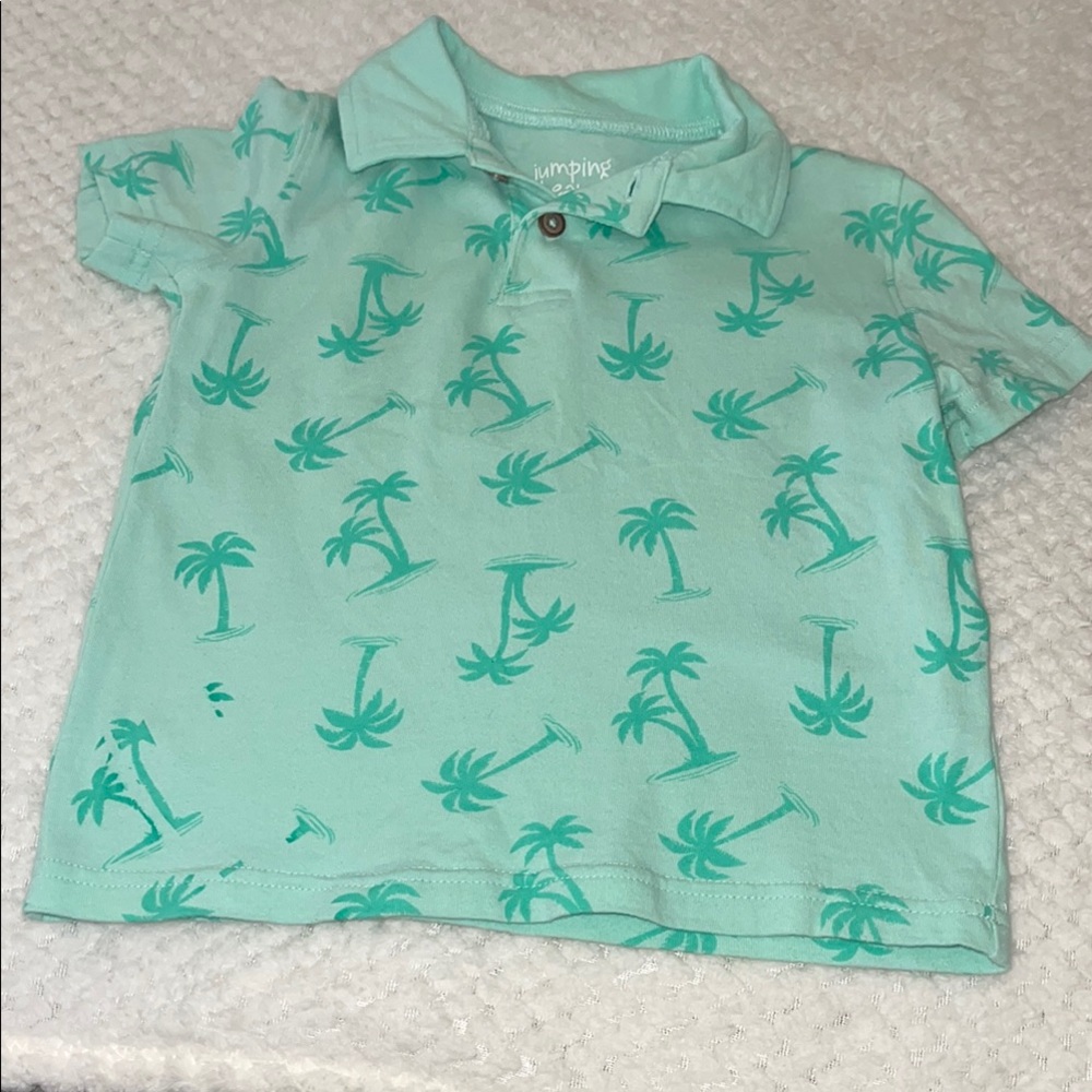 Jumping Beans Mint Green Palm Tree Polo Shirt
